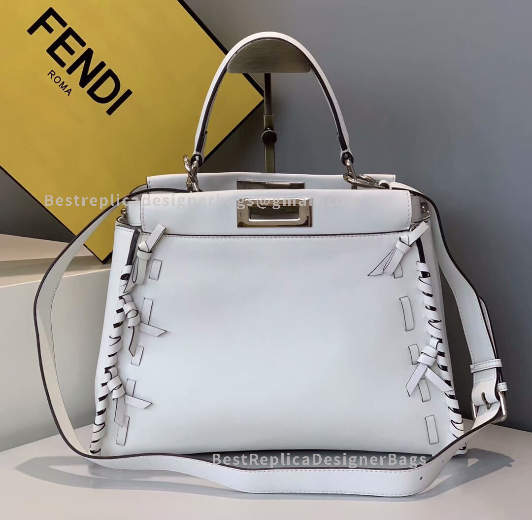 Fendi Peekaboo Iconic Medium White Leather Bag 5510M